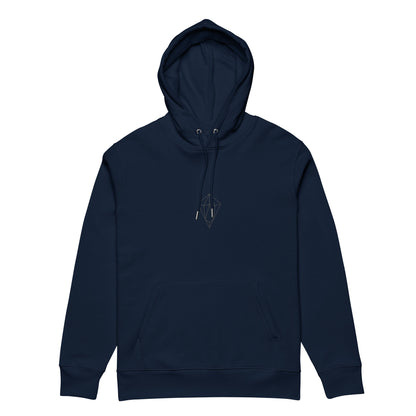 Archē Clothing Company Organic Eco-Friendly Geometric Diamond Logo Hoodie Mens Womens Unisex Blue Navy