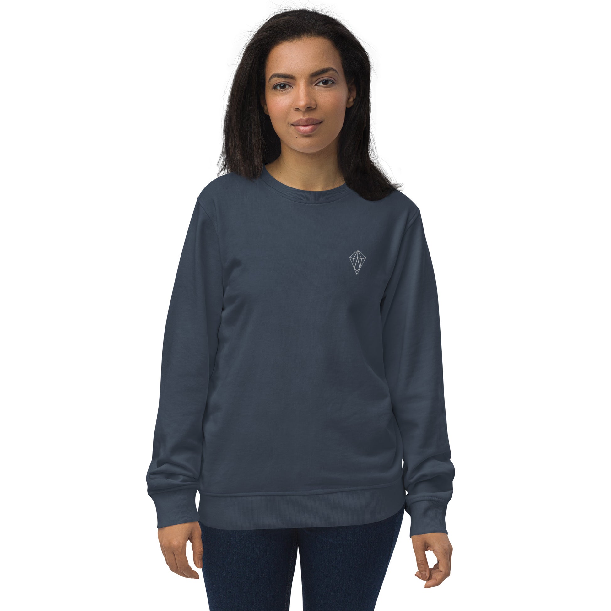 Archē Original Organic Diamond Logo Sweatshirt Premium Organic Cotton Geometric Diamond Embroidered Logo Mens Womens Unisex Navy Blue Model 2