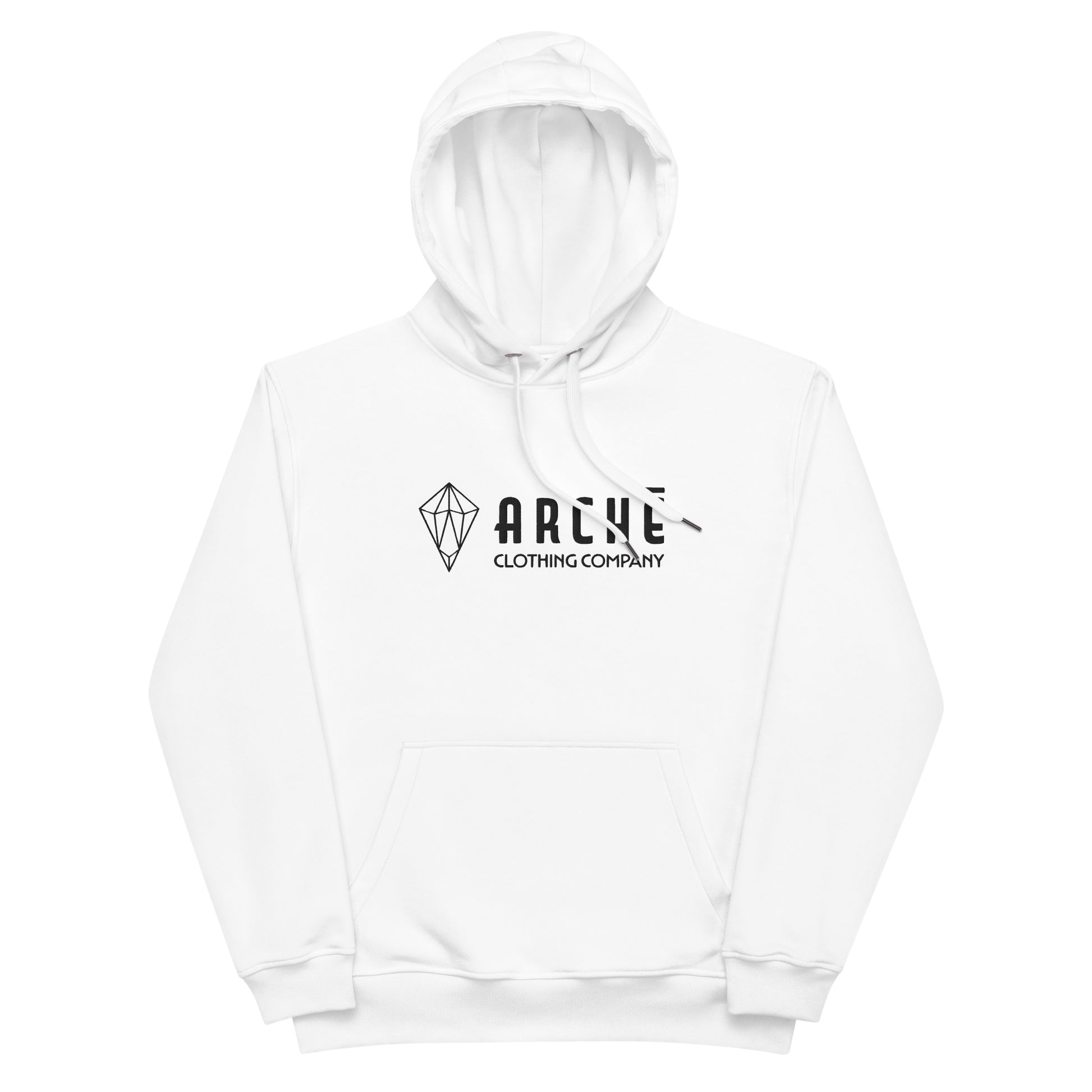 Archē Original Organic Hoodie Premium Mens Womens Geometric Logo White Front