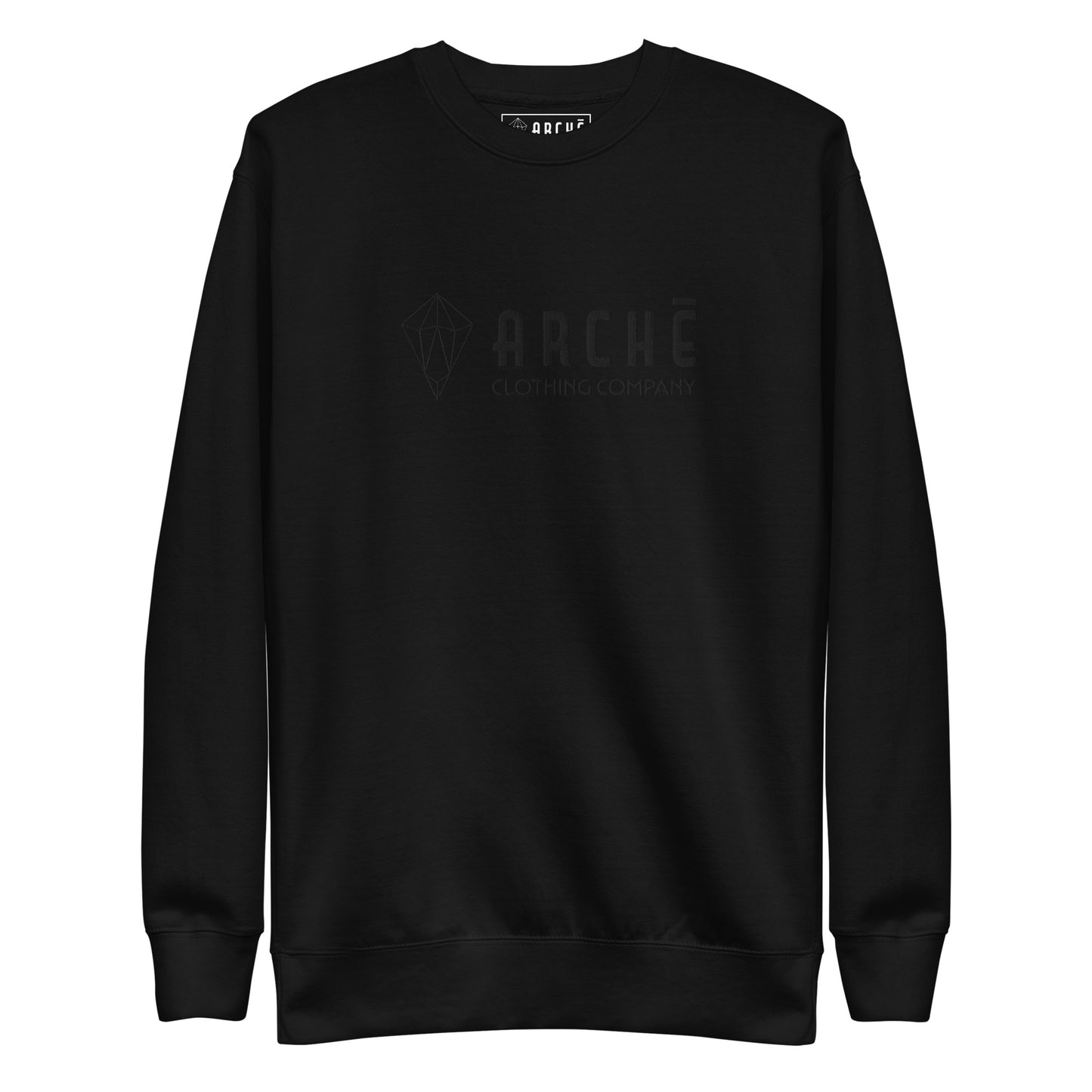 Archē Original Sweatshirt – Ultra-soft Fleece Jumper Geometric Logo Mens Womens Light Back Blackout