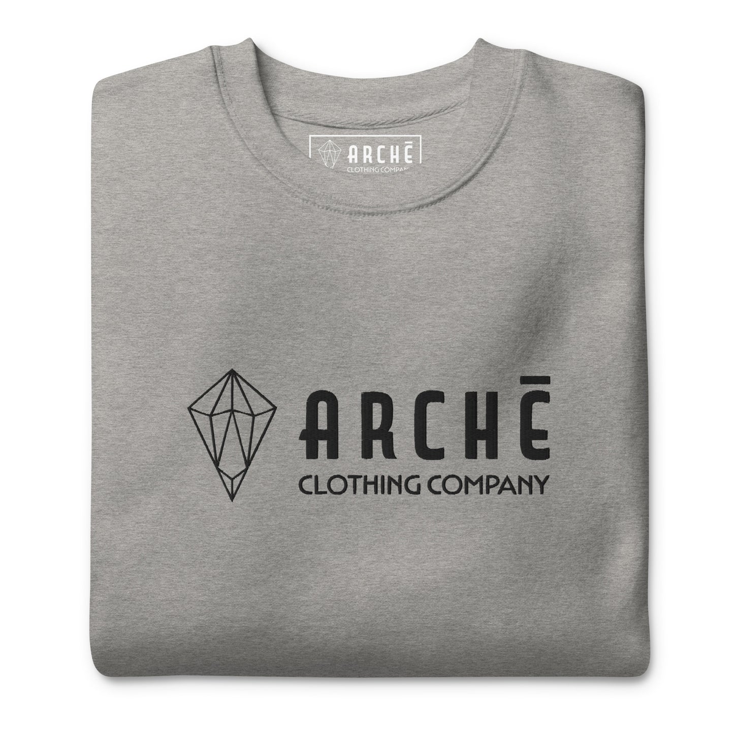 Archē Original Sweatshirt – Ultra-soft Fleece Jumper Geometric Logo Mens Womens Light Grey Close