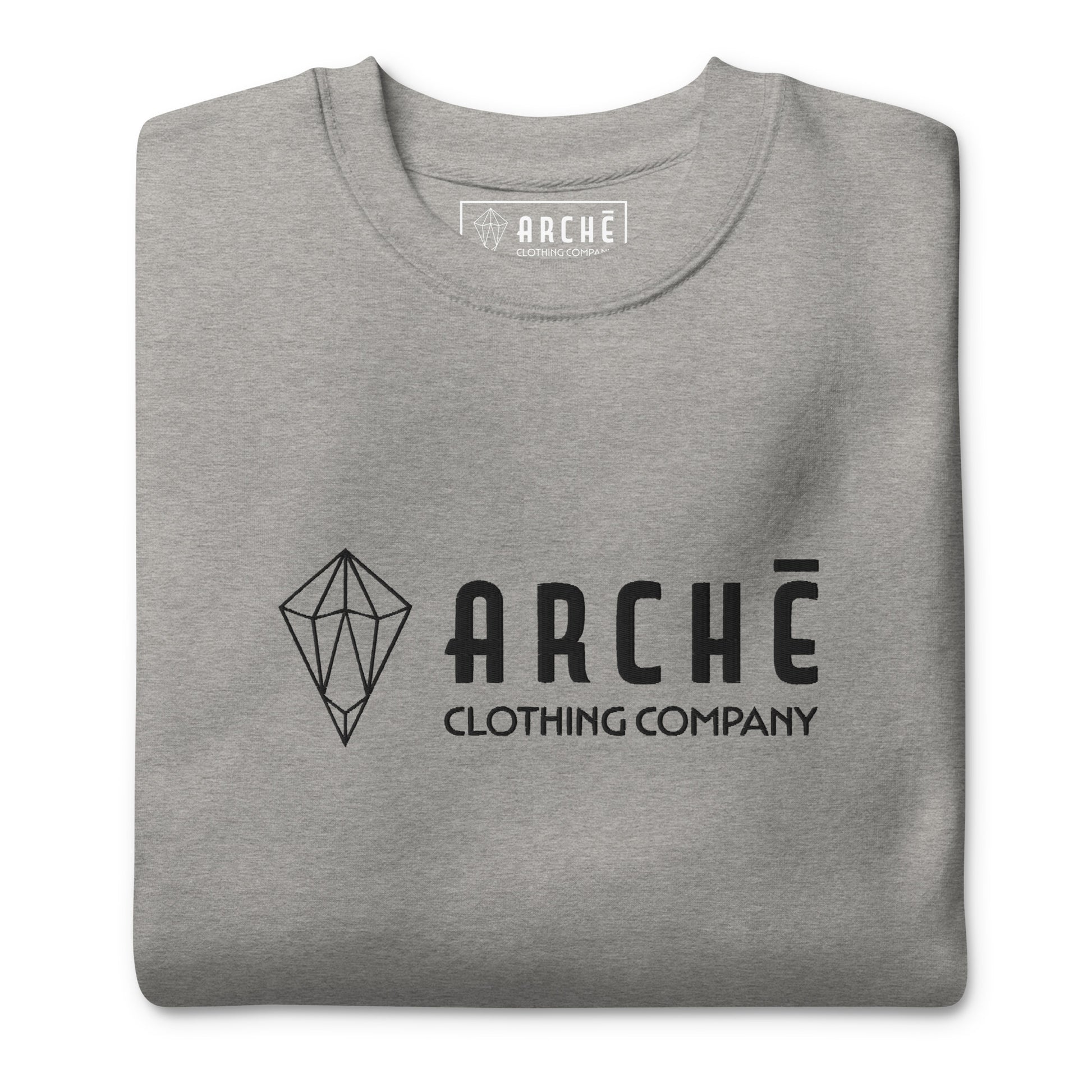 Archē Original Sweatshirt – Ultra-soft Fleece Jumper Geometric Logo Mens Womens Light Grey Close