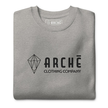 Archē Original Sweatshirt – Ultra-soft Fleece Jumper Geometric Logo Mens Womens Light Grey Close