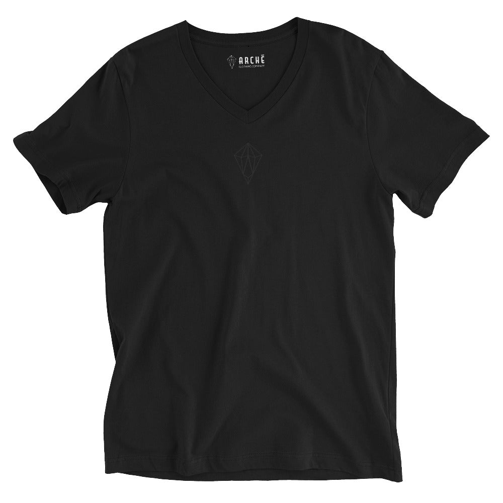 Archē Original V-Neck T-Shirt Diamond Geometric Logo Mens Womens Black
