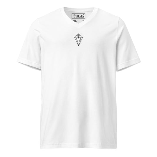 Archē Original V-Neck T-Shirt Diamond Geometric Logo Mens Womens White