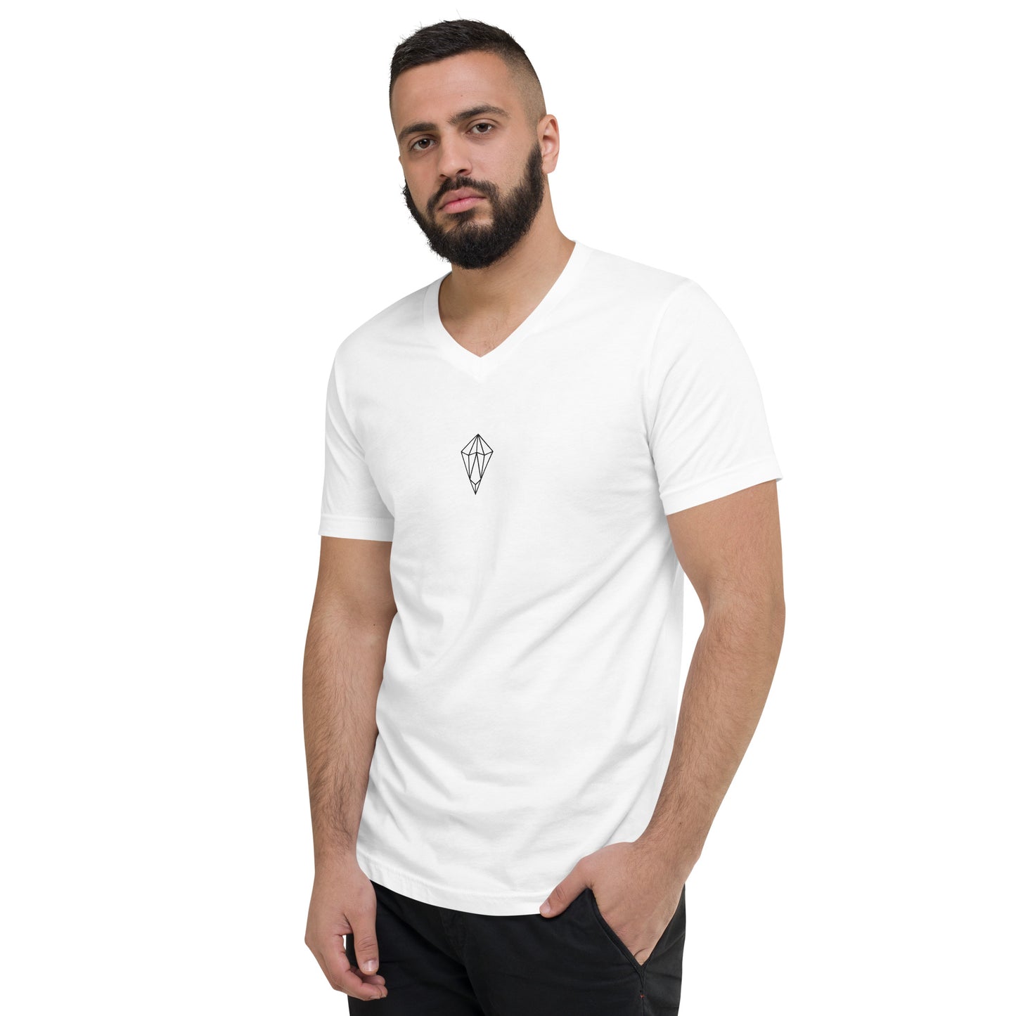 Archē Original V-Neck T-Shirt Diamond Geometric Logo Mens Womens White Model Male
