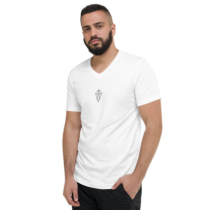 Archē Original V-Neck T-Shirt Diamond Geometric Logo Mens Womens White Model Male