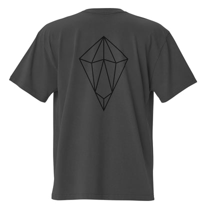 Archē Oversized Faded T-Shirt Vintage Geometric Logo Heavyweight Heavy Grey Black Diamond Mens Womens Unisex Back